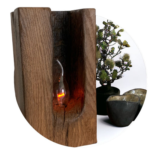 Trælampe med flamme
