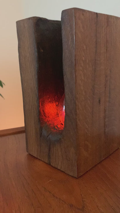 Trælampe med flamme
